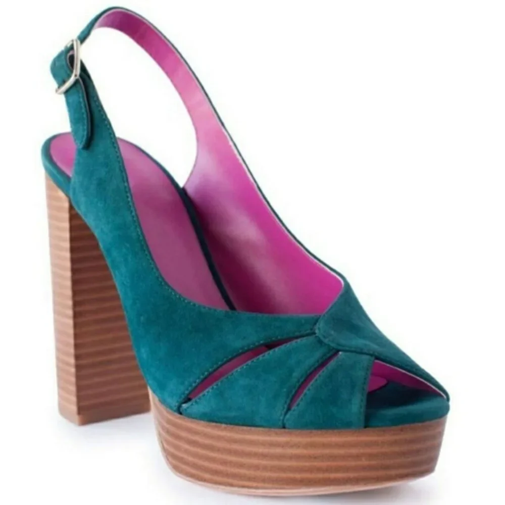 Trina Turk Joni Platform Heels in Aqua